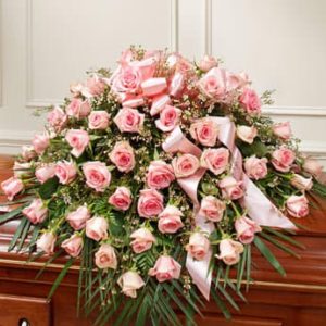 Treasured Memories Half Casket Cover - Pink Rose