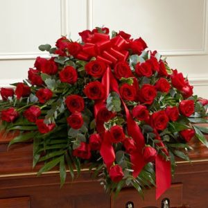 Treasured Memories Half Casket Cover - Red Rose