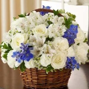 Peace, Love & Hope Basket - Blue & White