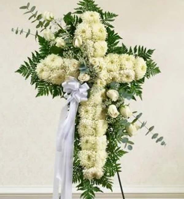 Peace & Love Standing Cross - White