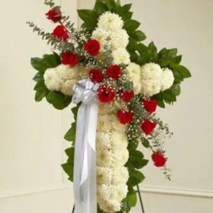 Peace & Love Standing Cross - Red