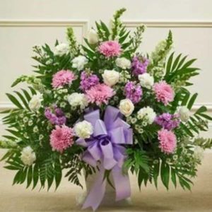 Touching Tribute Floor Basket - Lavender & White
