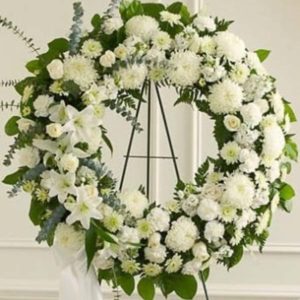 Serene Sympathies Standing Wreath - White