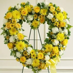 Forever Cherished Floral Heart Tribute - Yellow