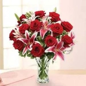 Love's Incarnation Rose & Lily Bouquet