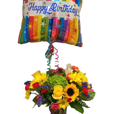 <p>Send cheer and best wishes with the Bright & Beautiful Birthday Arrangement. Bold colors, the freshest blooms and a joyful balloon combine to create a festive feel for their special day. Handpicked happiness delivered.</p>